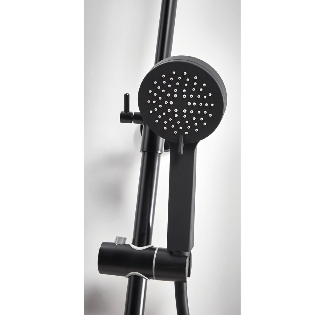 Raven Noir Black Round Rigid Riser Shower with Round Handset