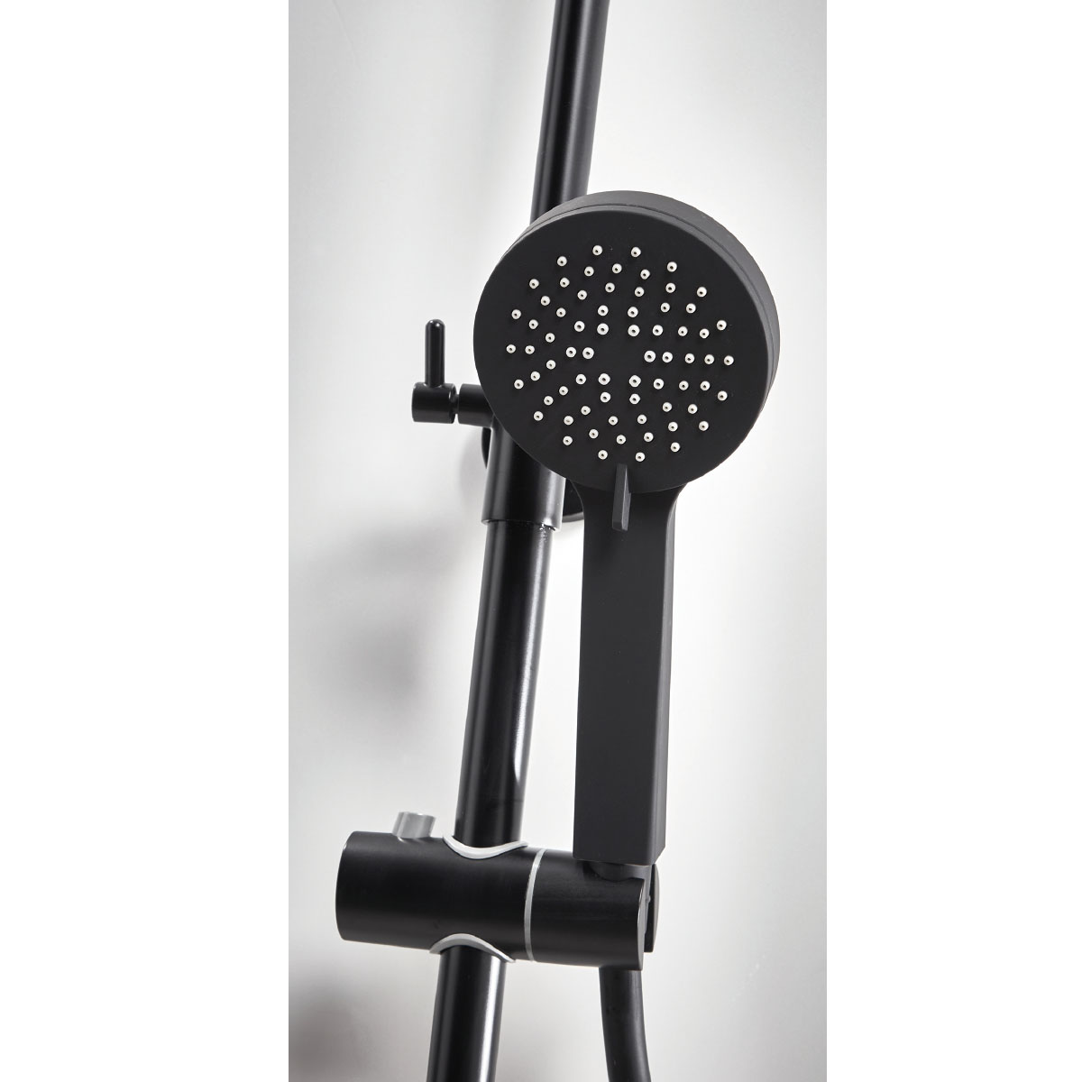 Raven Noir Black Round Rigid Riser Shower with Round Handset