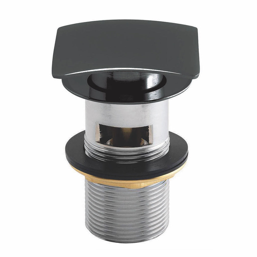 Black Square Slotted Sprung Basin Waste