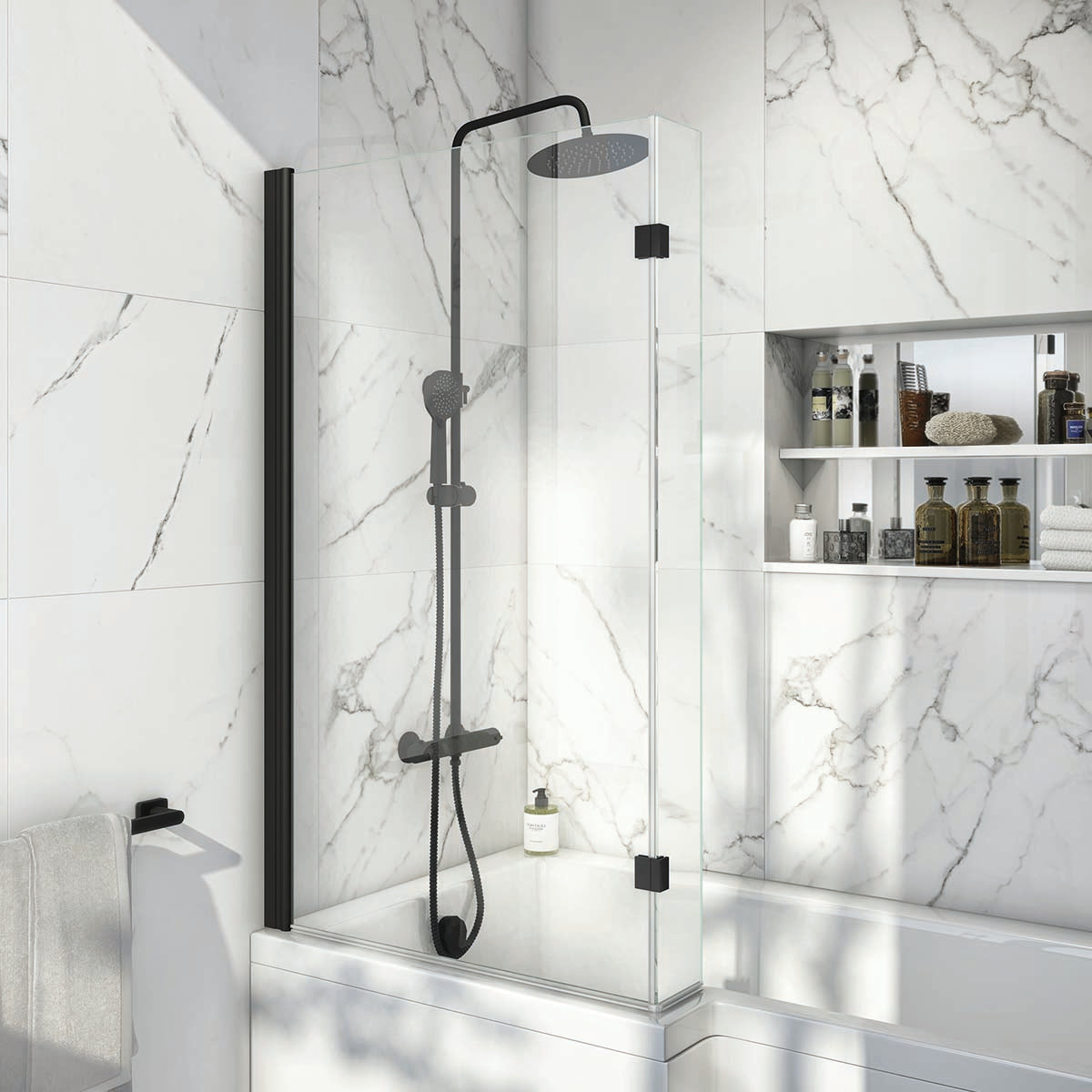 Legacy Black L Shape Bath Screen