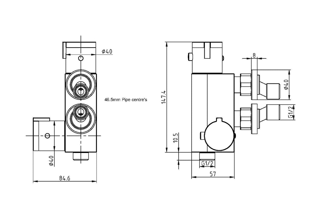 LEGACY Thermostatic Vertical Valve for Douche Black