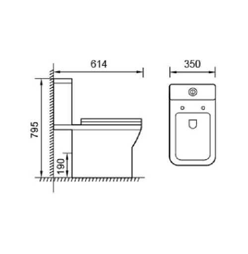 Pure Open Back Close Coupled Toilet with Soft Close Seat