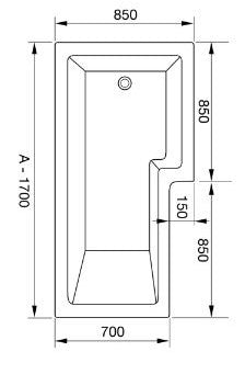 Legacy L Shape Shower Bath Right