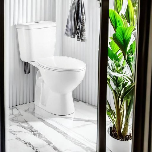 Pure Open Back Round Close Coupled Toilet with Soft Close Seat