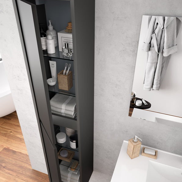 Arenys Wall Hung Tall Cabinet - Matt Grey