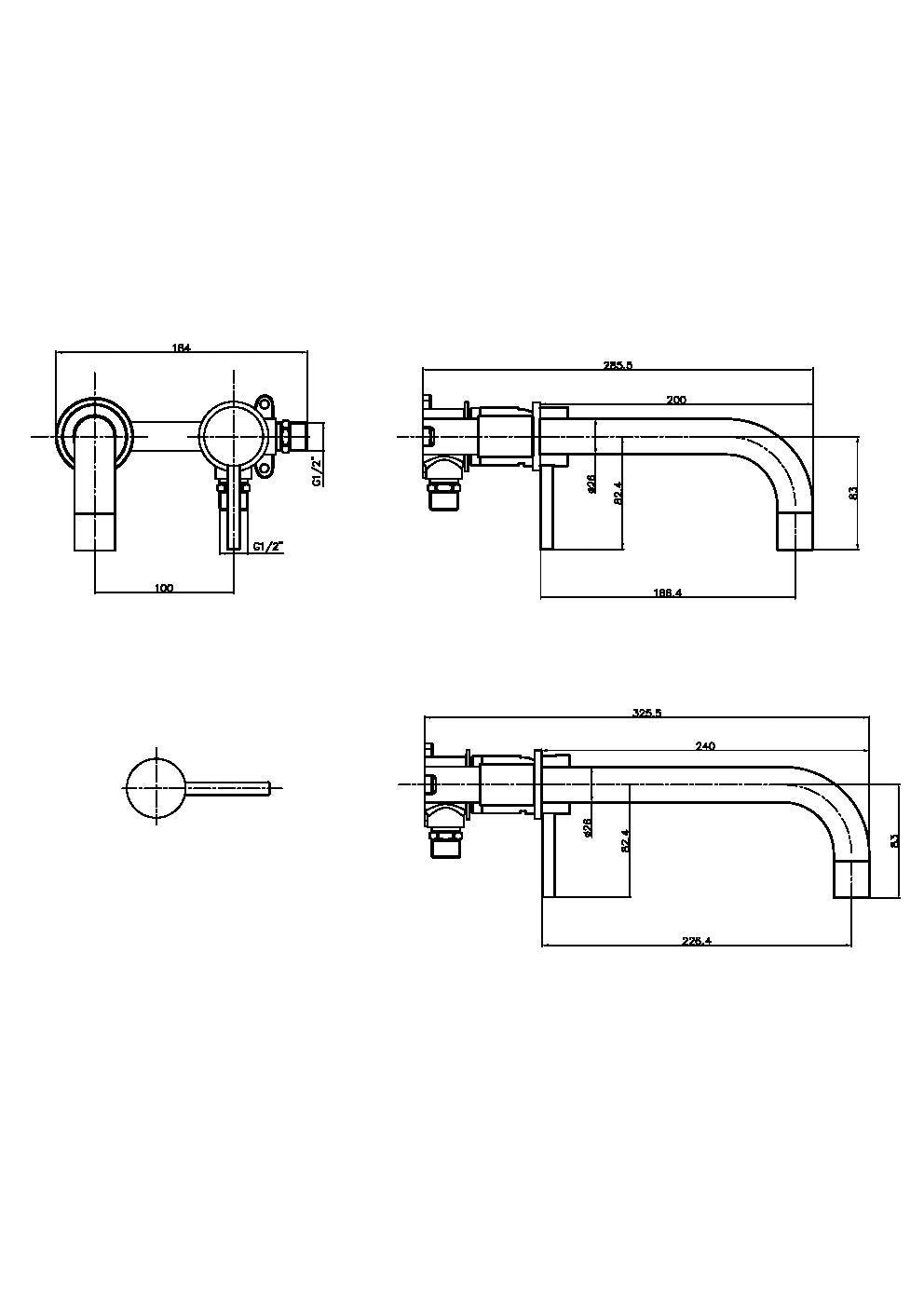 LEGACY Core Wall Mounted Basin Tap Chrome