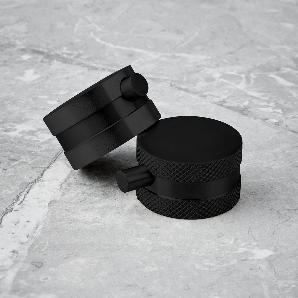 Raven Noir Black Round Rigid Riser Shower with Handset
