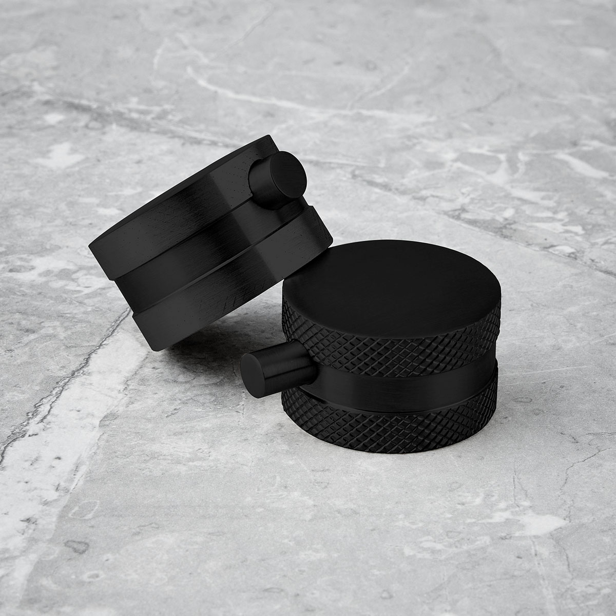 Raven Noir Black Round Rigid Riser Shower with Handset
