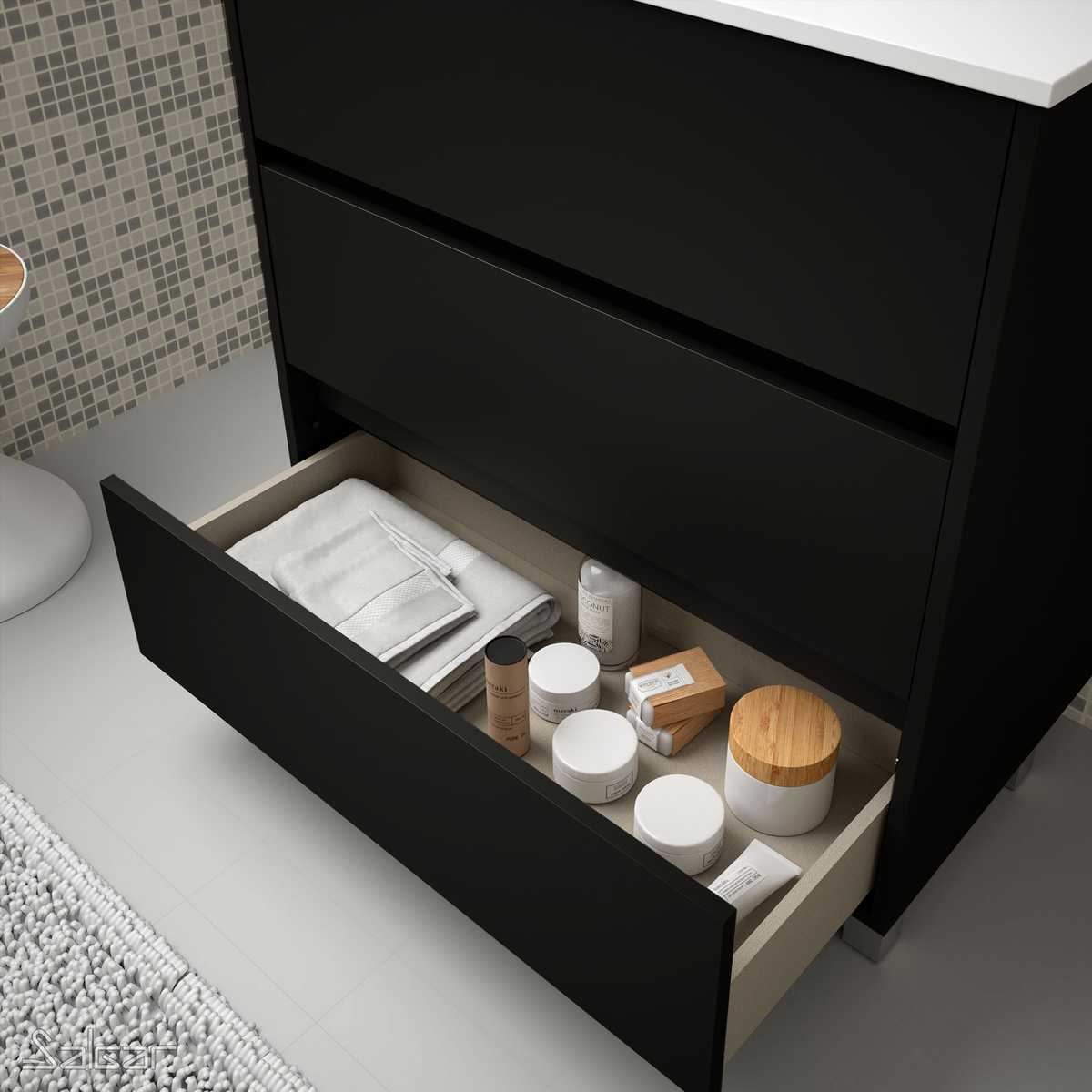 Raven Noir 800mm Floorstanding Vanity Unit with Basin - Matt Black