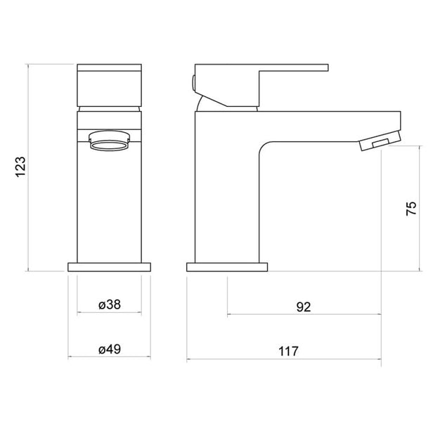 Optim Noir Matt Black Mini Mono Basin Mixer