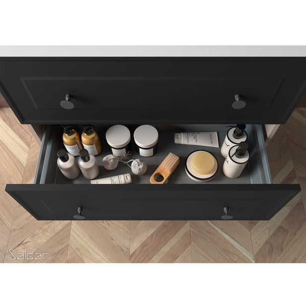 Aurora 600mm Wall Hung Basin Unit with Black Handles - Noir Black Velvet