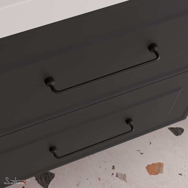 Aurora 600mm Wall Hung Basin Unit with Black Handles - Noir Black Velvet