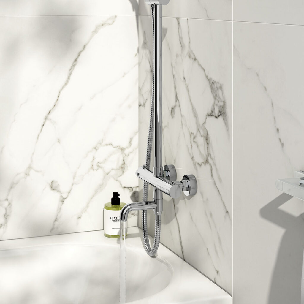 Nile Round Rigid Riser Shower With Bath Filler
