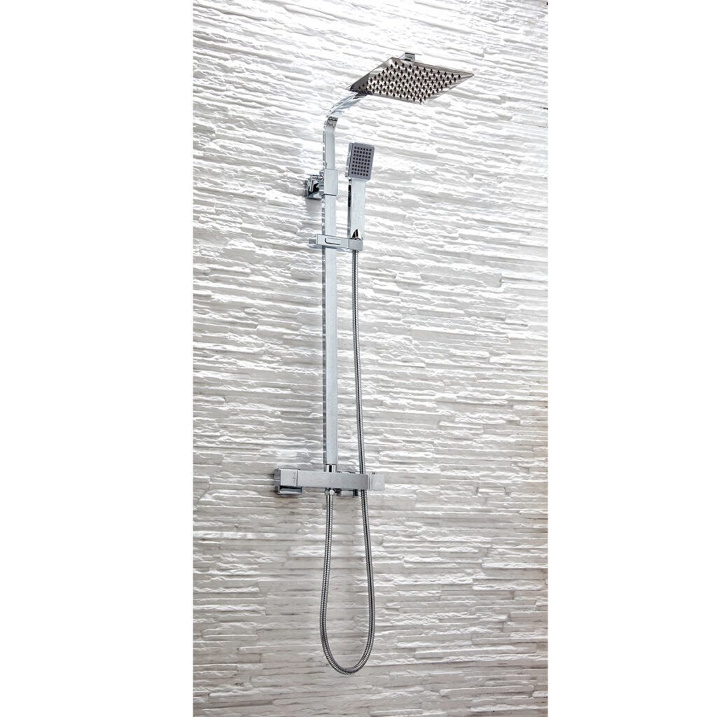 Nile Chrome Square Exposed Rigid Riser Shower
