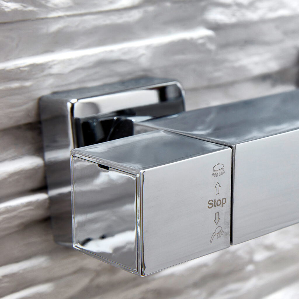 Nile Chrome Square Exposed Rigid Riser Shower