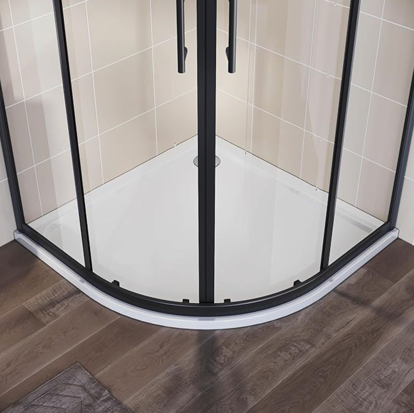 NILE Black Quadrant Shower Enclosure 5mm Tempered Glass 800 x 800mm with Acrylic Tray