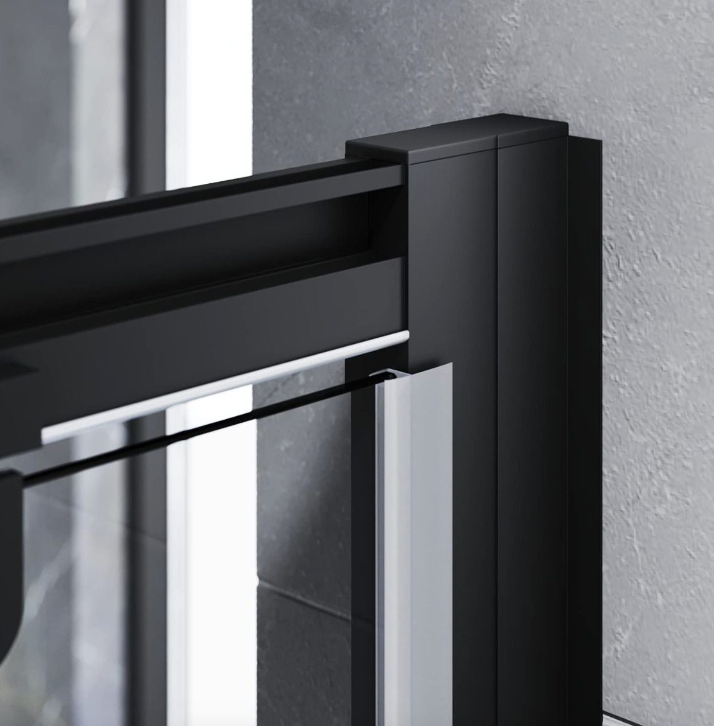 NILE Black Pivot Hinge Shower Enclosure 6mm Glass Reversible Cubicle Door 1000mm with 1000mm x 760mm Shower Tray