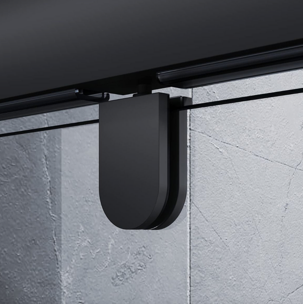NILE Black Pivot Hinge Shower Enclosure 6mm Glass Reversible Cubicle Door 700mm with 1000mm x 700mm Shower Tray