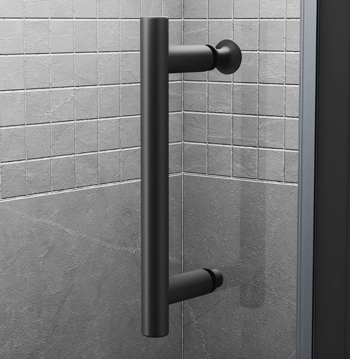 NILE Black Pivot Hinge Shower Enclosure 6mm Glass Reversible Cubicle Door 760mm with 760mm x 760mm Shower Tray