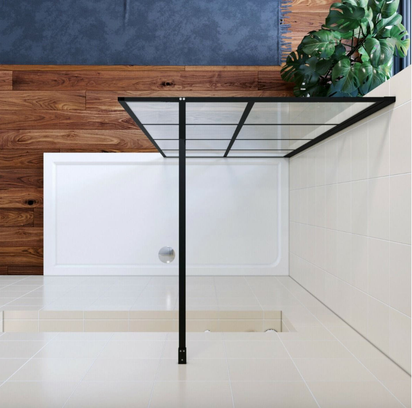 NILE Black Walk in Wet Room Shower Screen Panel 700mm x 1850mm