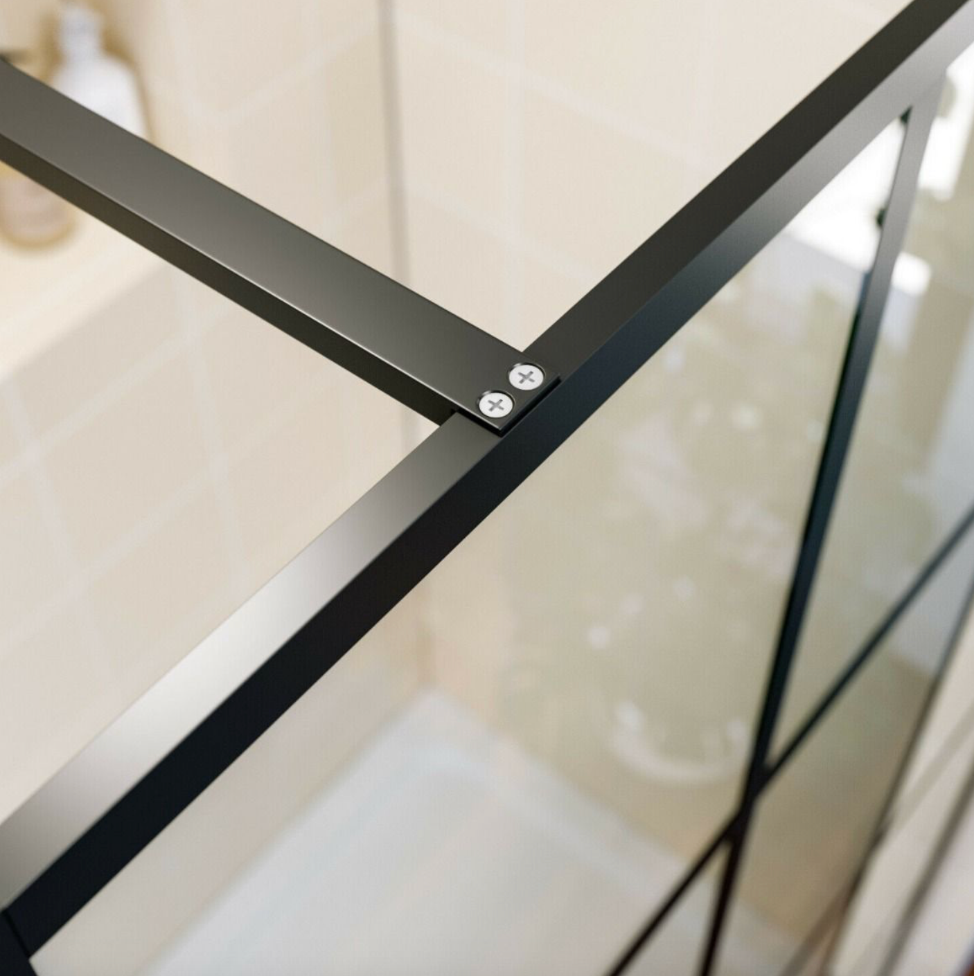 NILE Black Walk in Wet Room Shower Screen Panel 1000mm x 1850mm