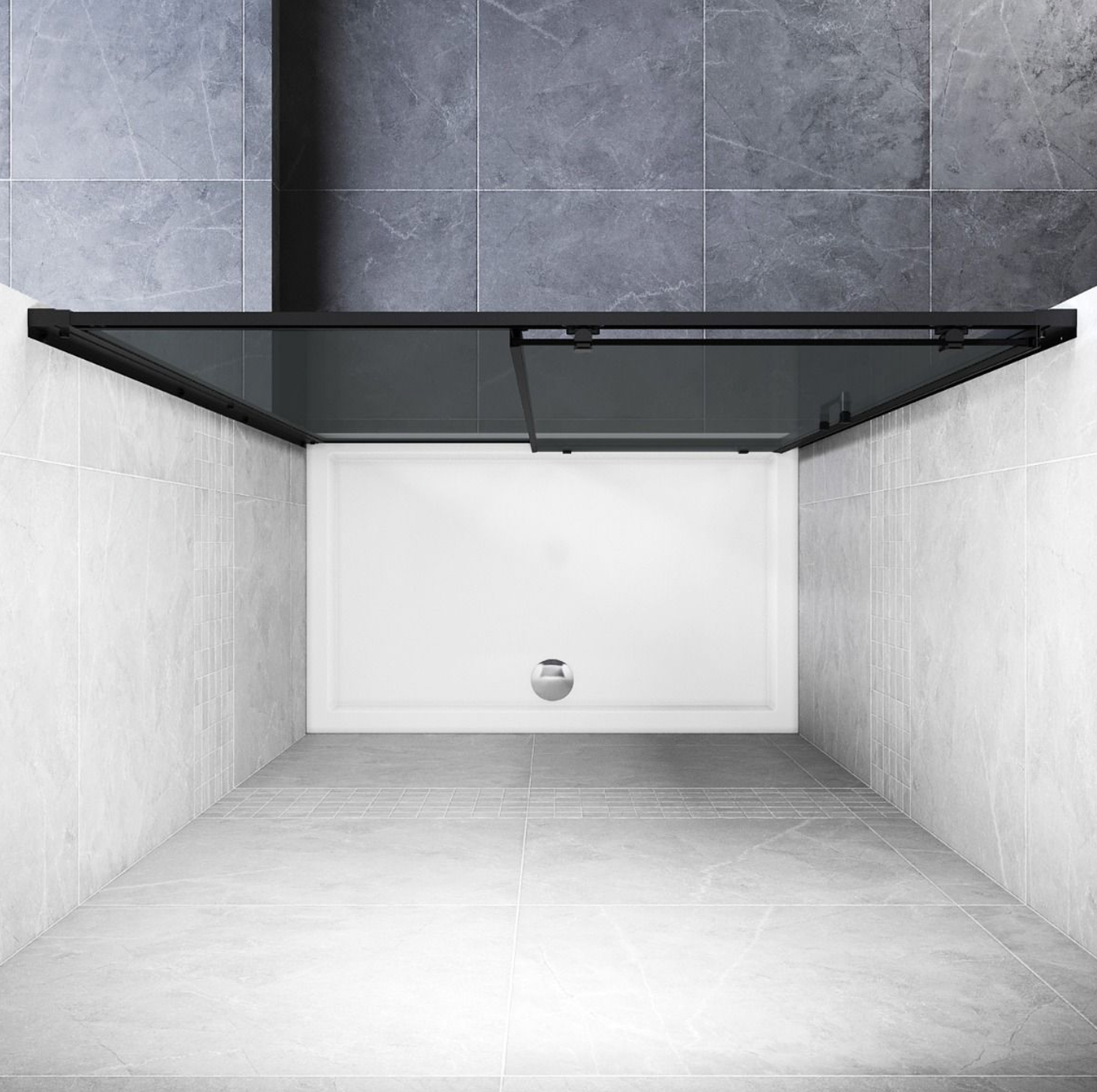 NILE Black Sliding 8mm Easy Clean Nano Glass Screen 1200mm with 1200mm x 760mm Shower Tray