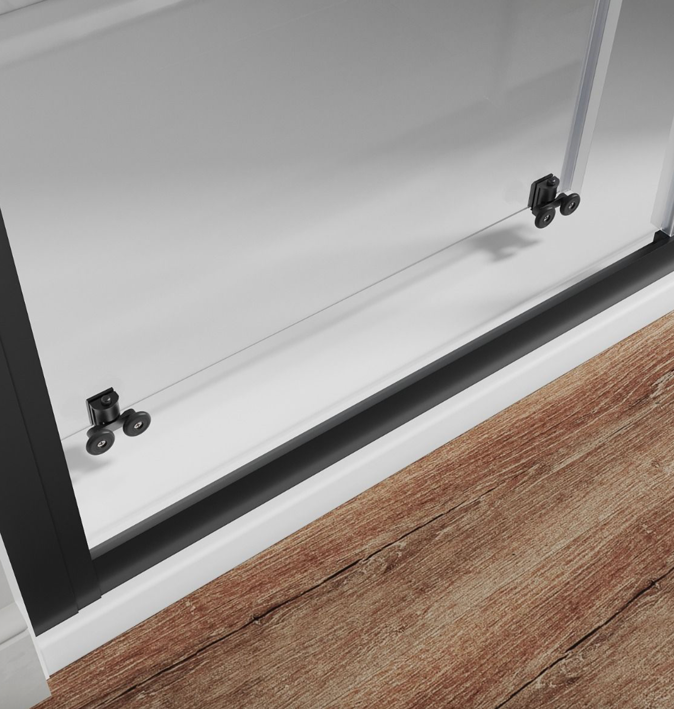NILE Black Sliding Shower Door 6mm Tempered Glass 1100mm