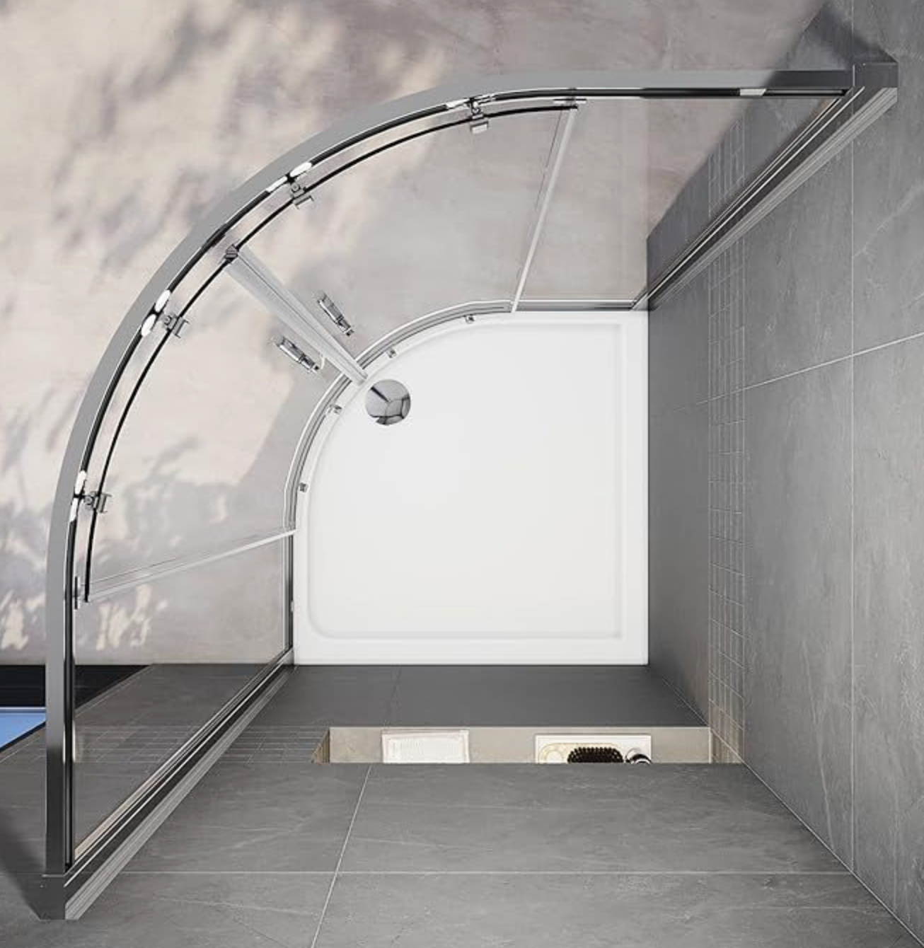 NILE Chrome Quadrant/Offest Shower Enclosure Sliding Door 6mm EQE Series 1000mm x 1000mm