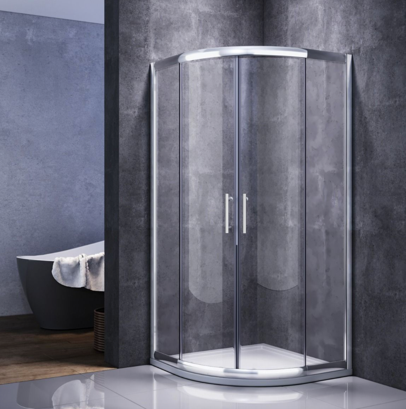 NILE Chrome Quadrant Shower Enclosure 6mm Tempered Glass Cubicle 1000mm x 1000mm