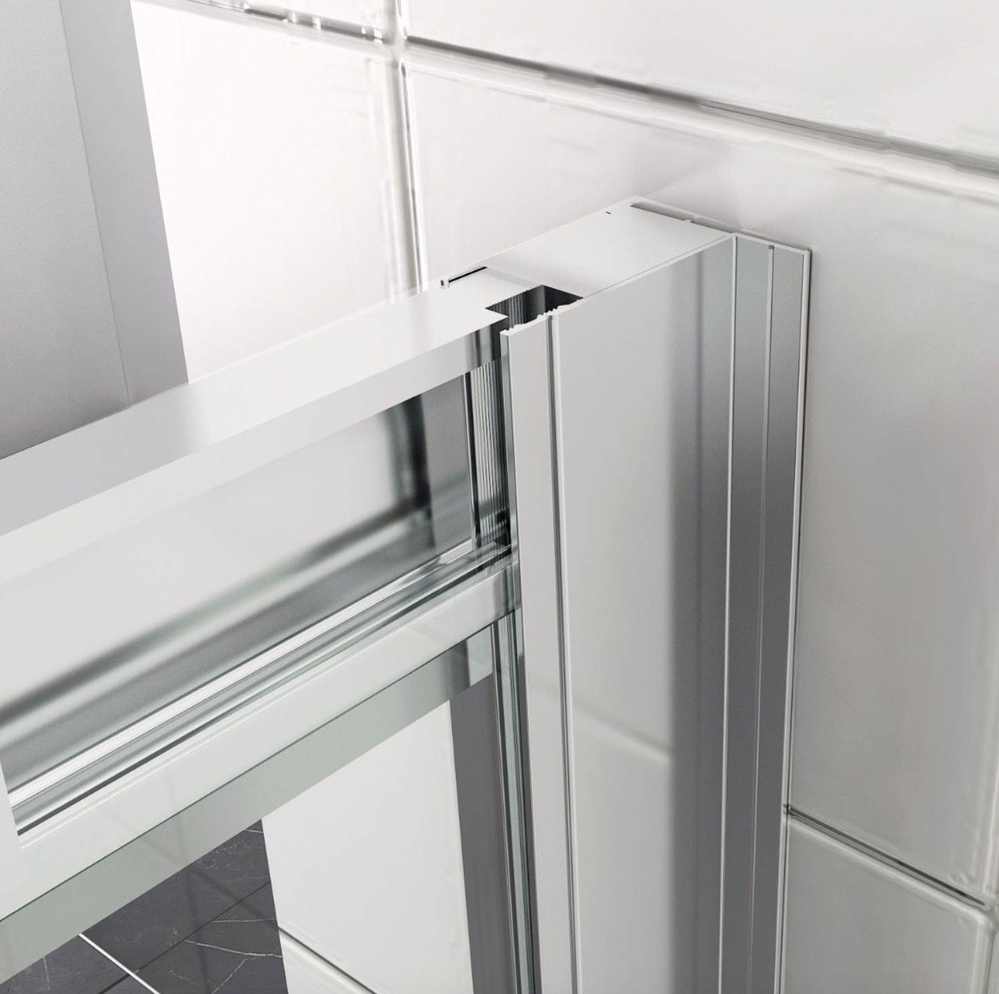 NILE Chrome Quadrant Shower Enclosure 6mm Tempered Glass Cubicle 1000mm x 1000mm