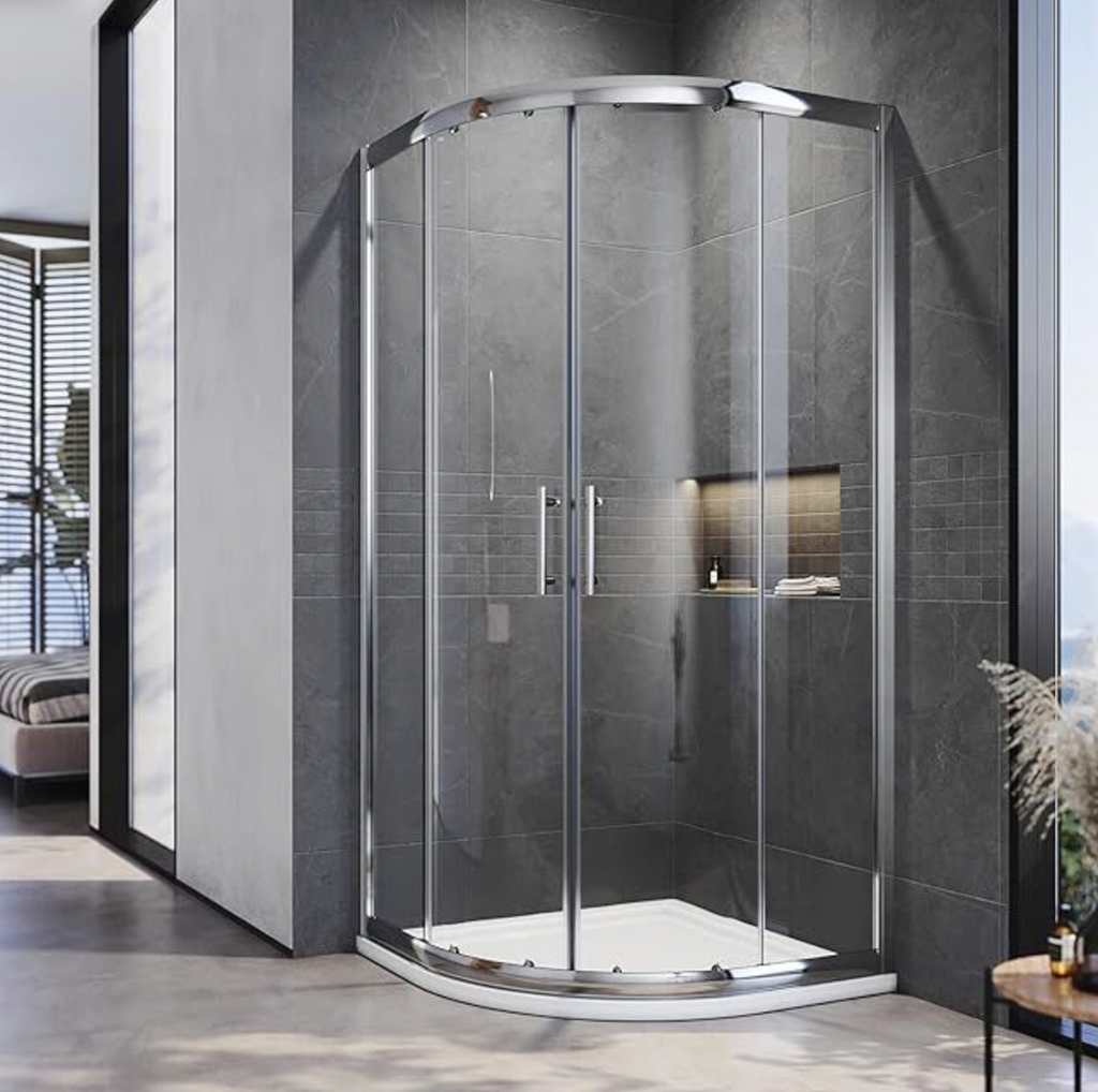 NILE Chrome Quadrant 6mm Tempered Glass Shower Enclosure 900mm x 900mm