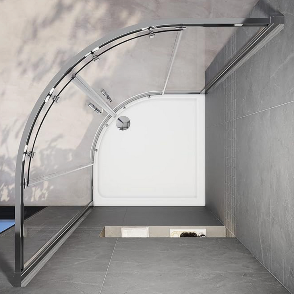 NILE Chrome Quadrant 6mm Tempered Glass Shower Enclosure 900mm x 900mm with Shower Tray