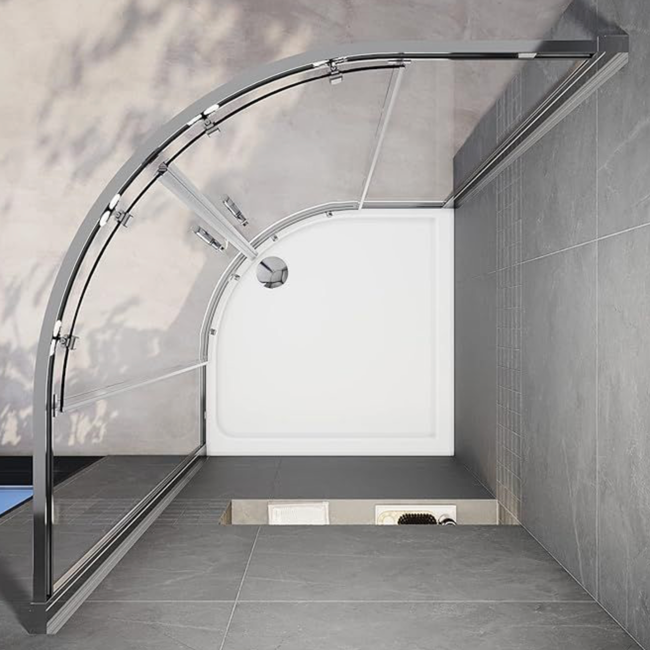 NILE Chrome Quadrant 6mm Tempered Glass Shower Enclosure 900mm x 900mm with Shower Tray