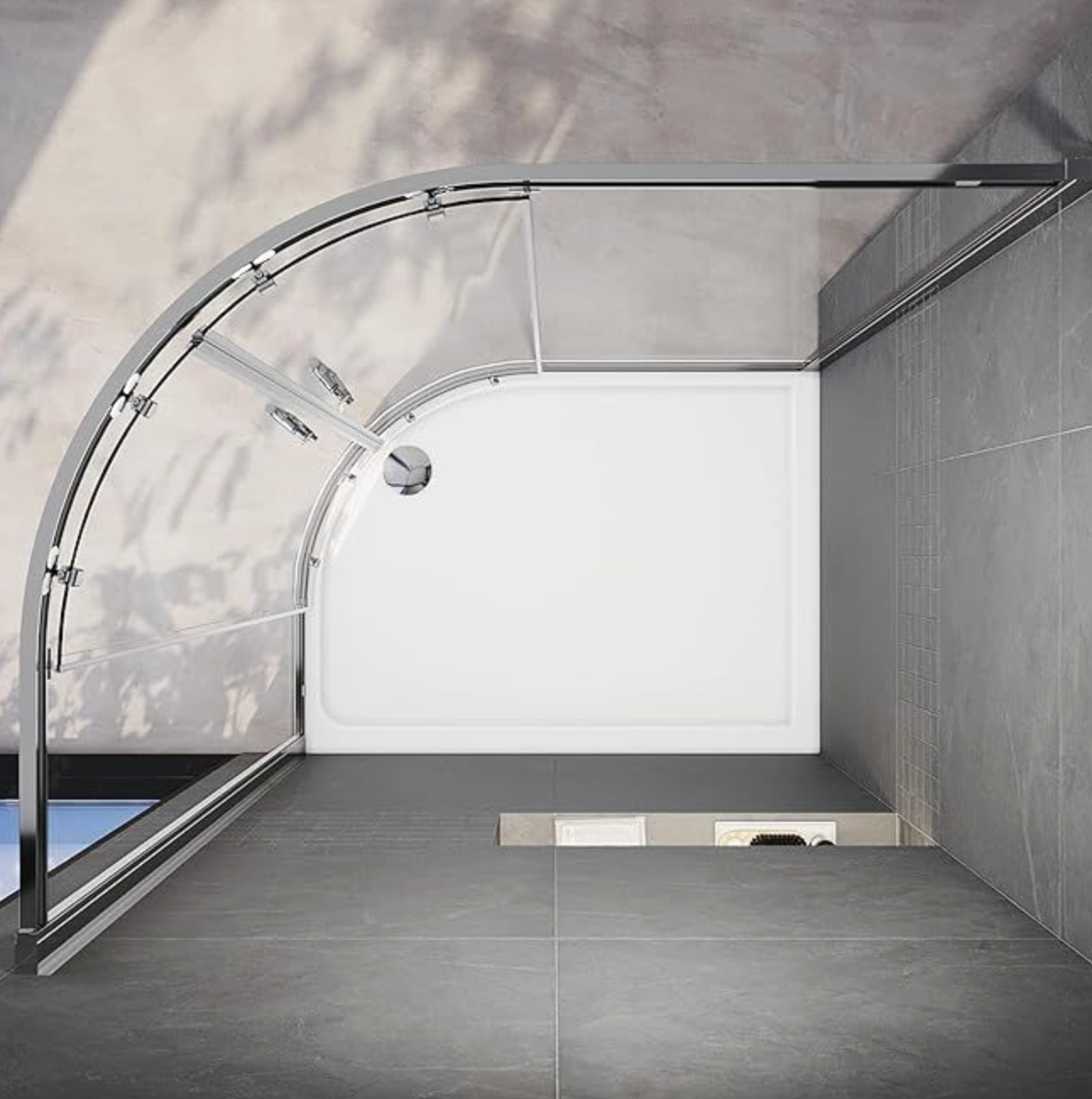 NILE Chrome Reversible Left/Right Offset Shower Enclosure 5mm Tempered Glass 1200mm x 800mm with LH Shower Tray