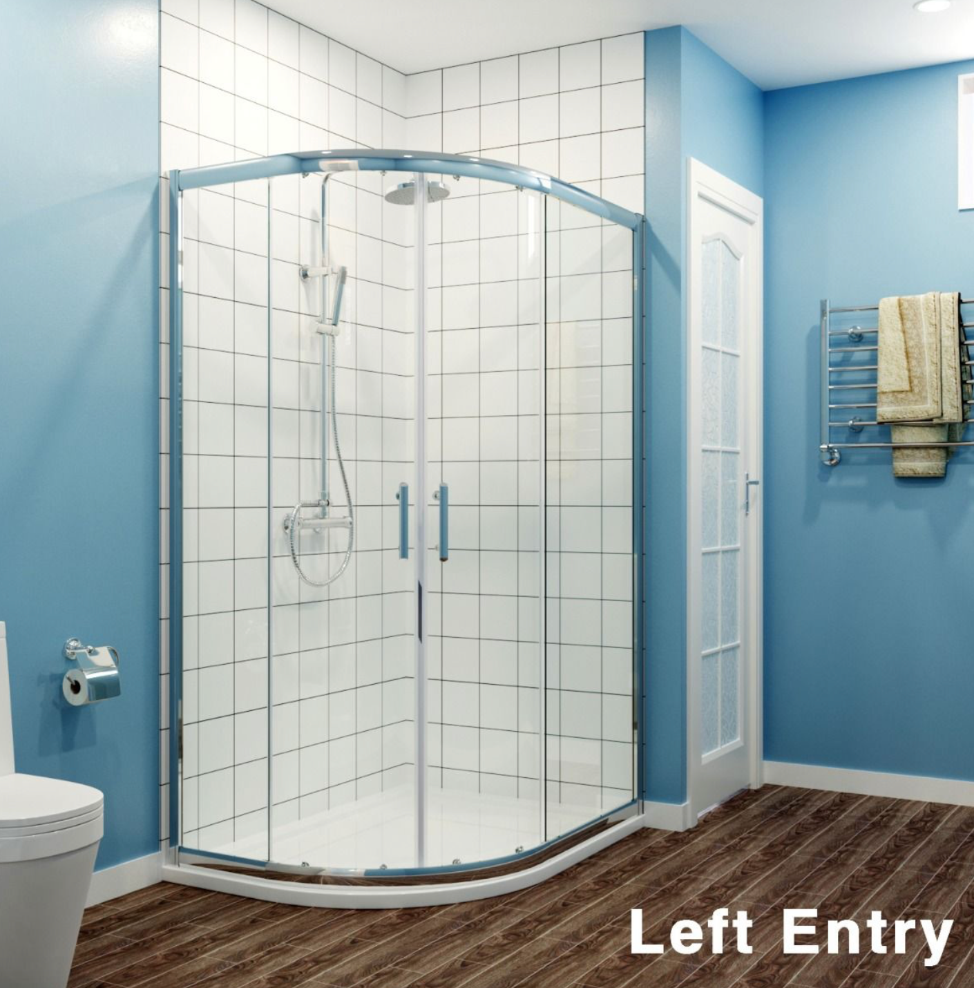 NILE Chrome Quadrant Shower Enclosure 5mm Tempered Glass Cubicle 800mm x 800mm with Shower Tray