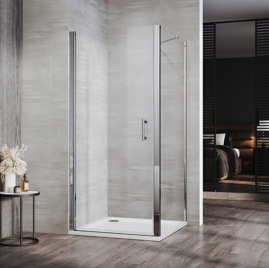 NILE Frameless Pivot Hinged Shower Enclosure 6mm Tempered Glass Cubicle 900mm x 900mm