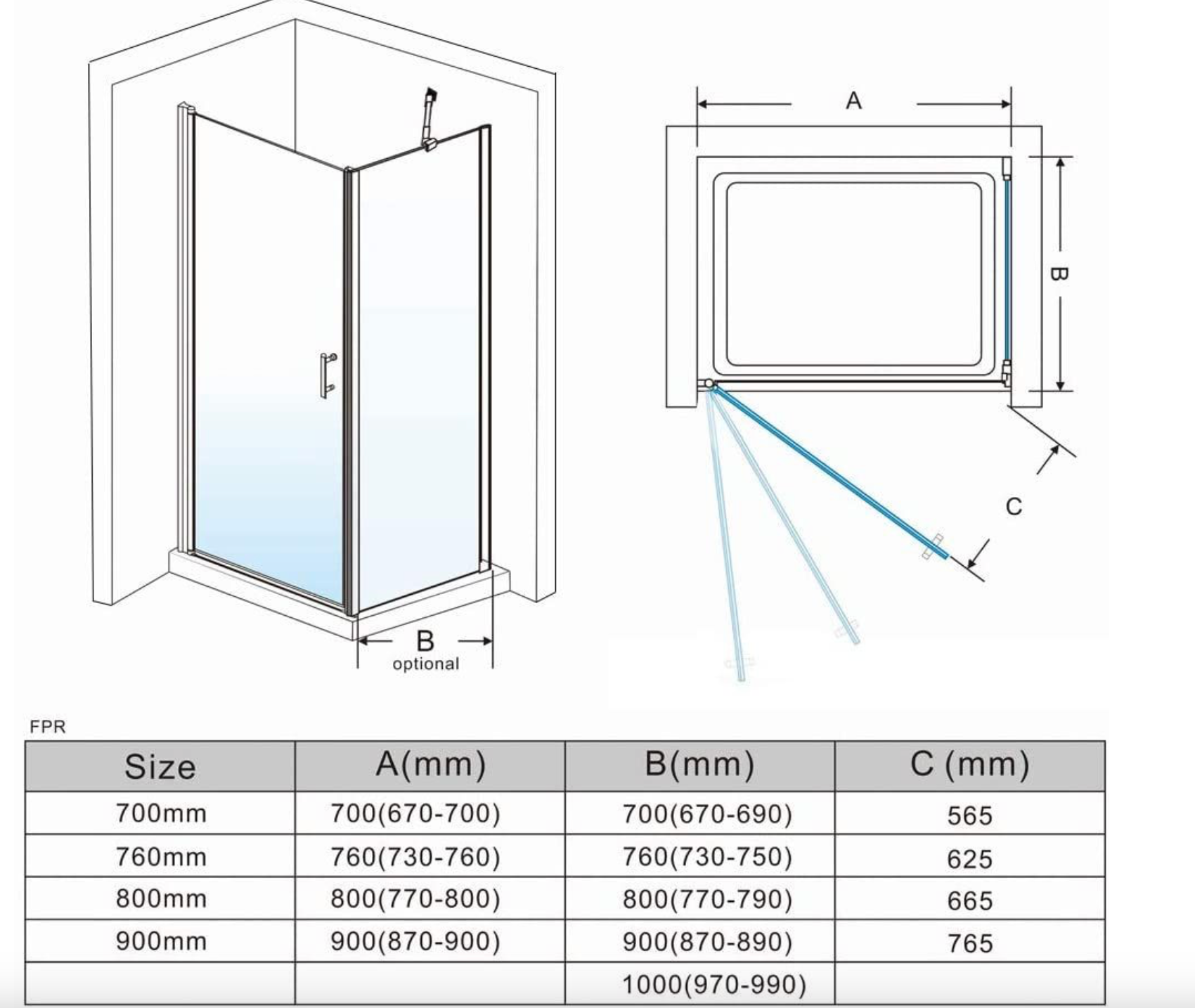 NILE Frameless Pivot Hinged Shower Enclosure 6mm Tempered Glass Cubicle 900mm x 900mm