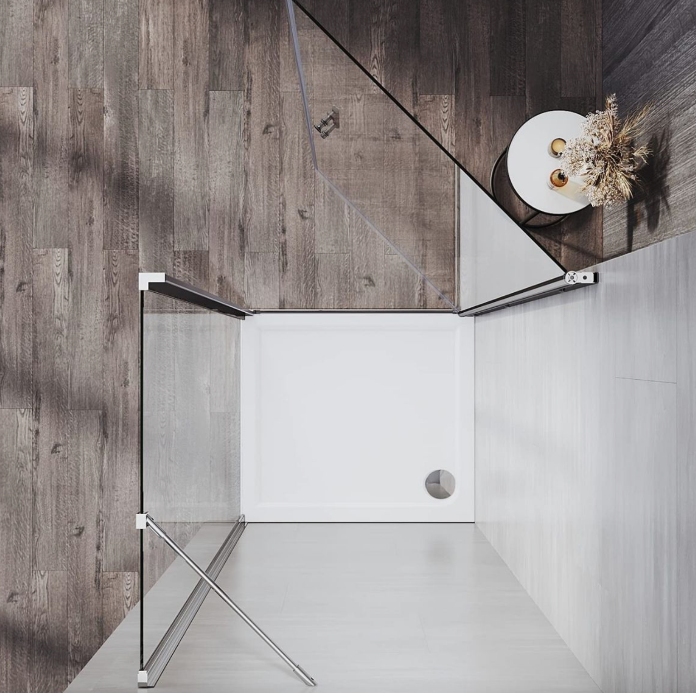 NILE Frameless Pivot Hinged Shower Enclosure 6mm Tempered Glass Cubicle 900mm x 900mm