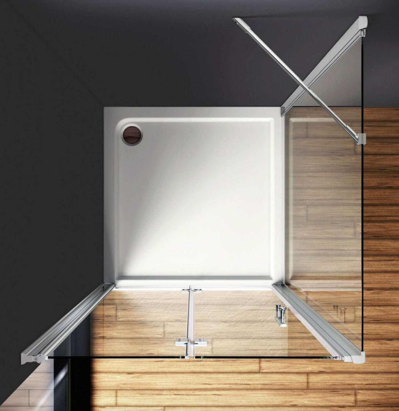 NILE Frameless Bifold Hinged Shower Enclosure 6mm Tempered Glass Cubicle 1000mm x 1000mm