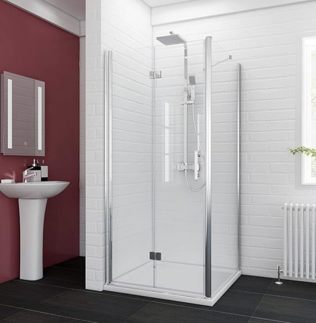 NILE Frameless Bifold Hinged Custom Size Shower Enclosure 6mm Tempered Glass Shower Cubicle 760mm