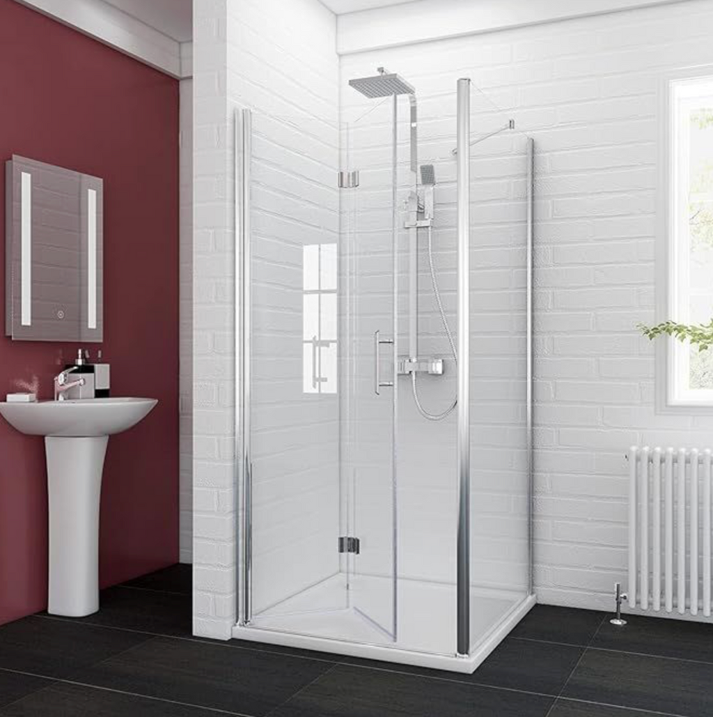 NILE Frameless Bifold Hinged Custom Size Shower Enclosure 6mm Tempered Glass Shower Cubicle 760mm