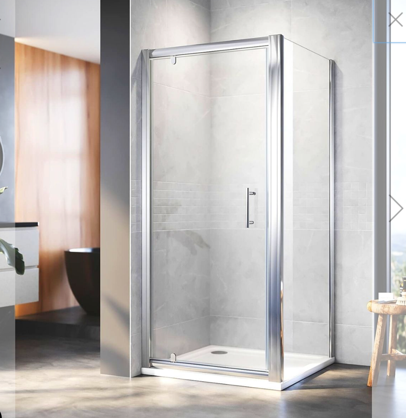 NILE Framed Pivot Hinged Shower Enclosure 6mm Tempered Glass 900mm x 700mm