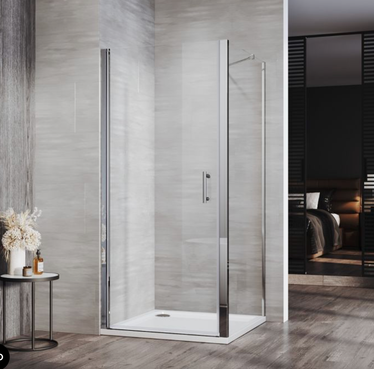 NILE Frameless Pivot Hinged Shower Enclosure 6mm Tempered Glass 900mm x 900mm with Shower Tray