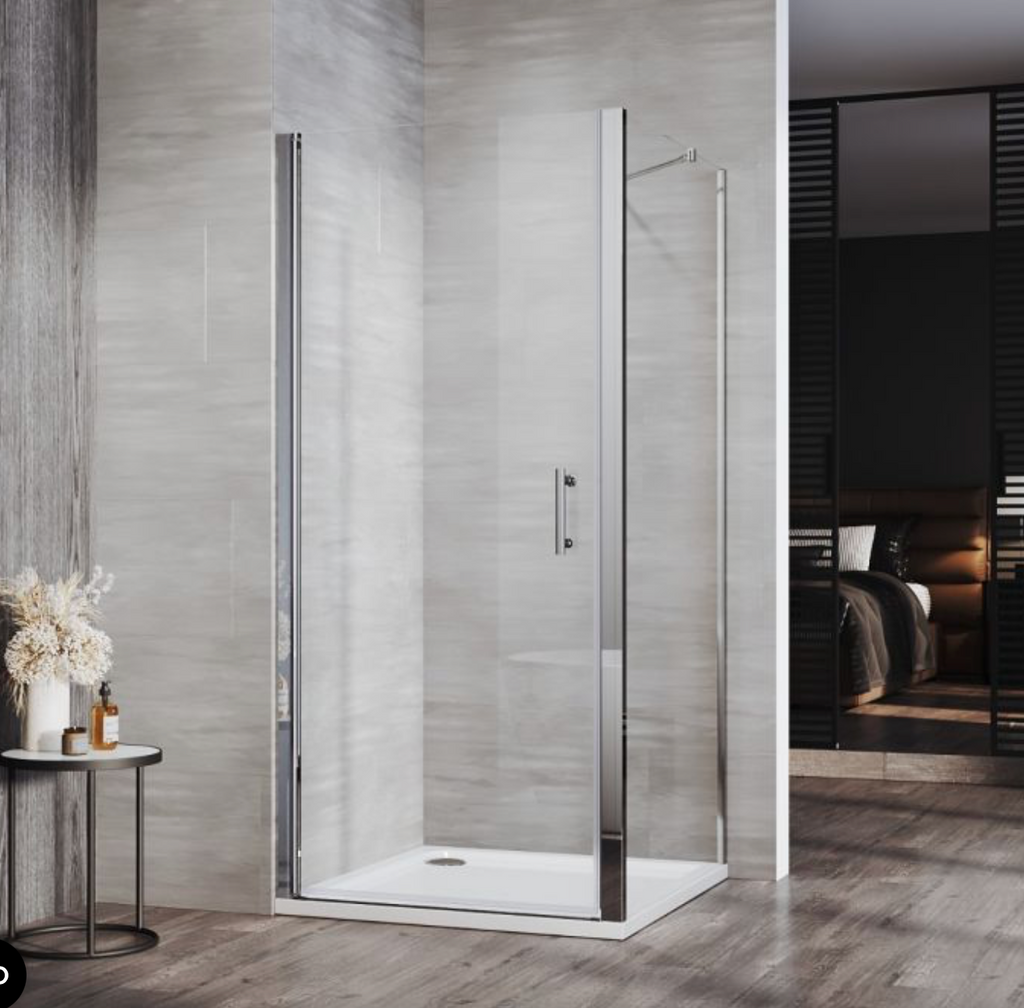 NILE Frameless Pivot Hinged Shower Enclosure 6mm Tempered Glass 900mm x 700mm