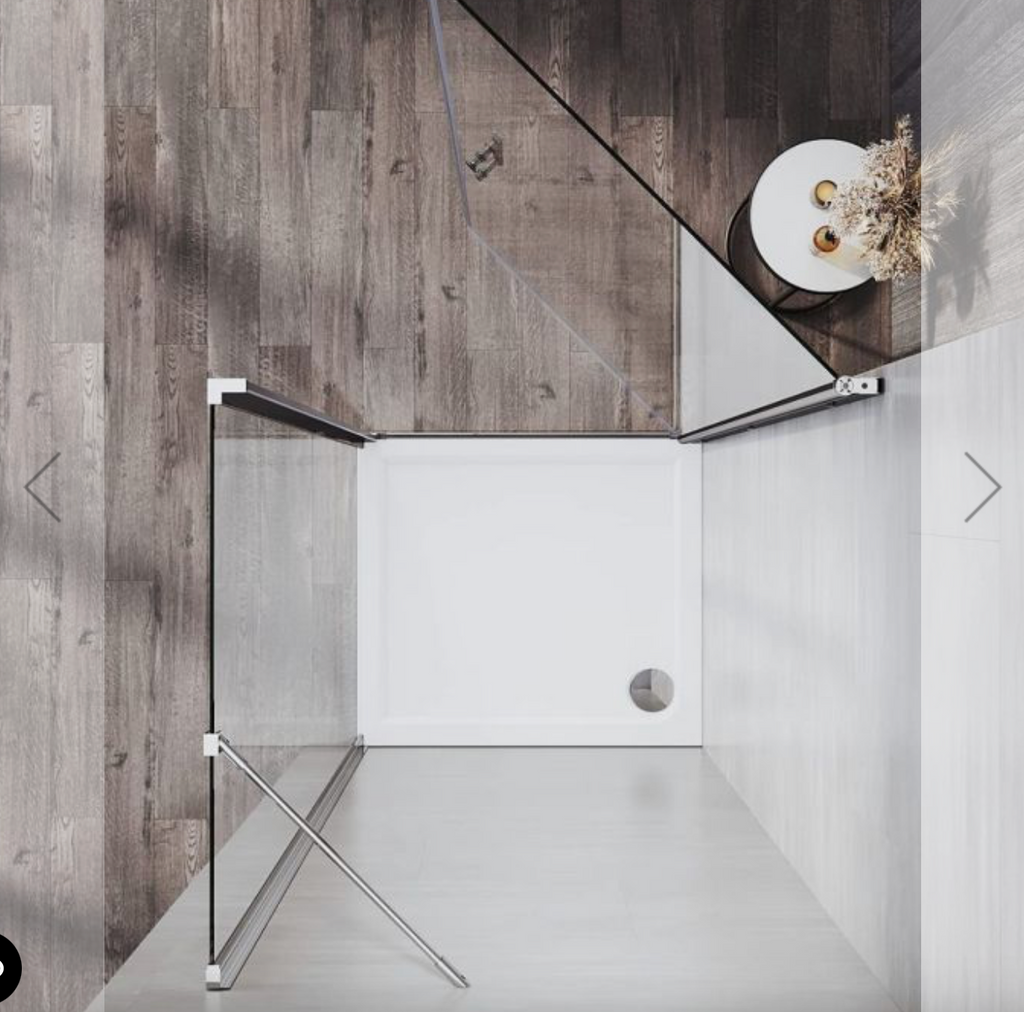 NILE Frameless Pivot Hinged Shower Enclosure 6mm Tempered Glass 700mm x 700mm