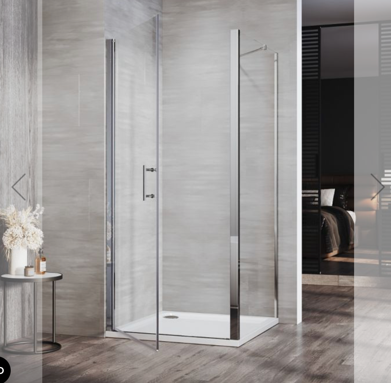NILE Frameless Pivot Shower Door Enclosure 6mm Safety Glass With Side Panel 900mm x 760mm with Shower Tray