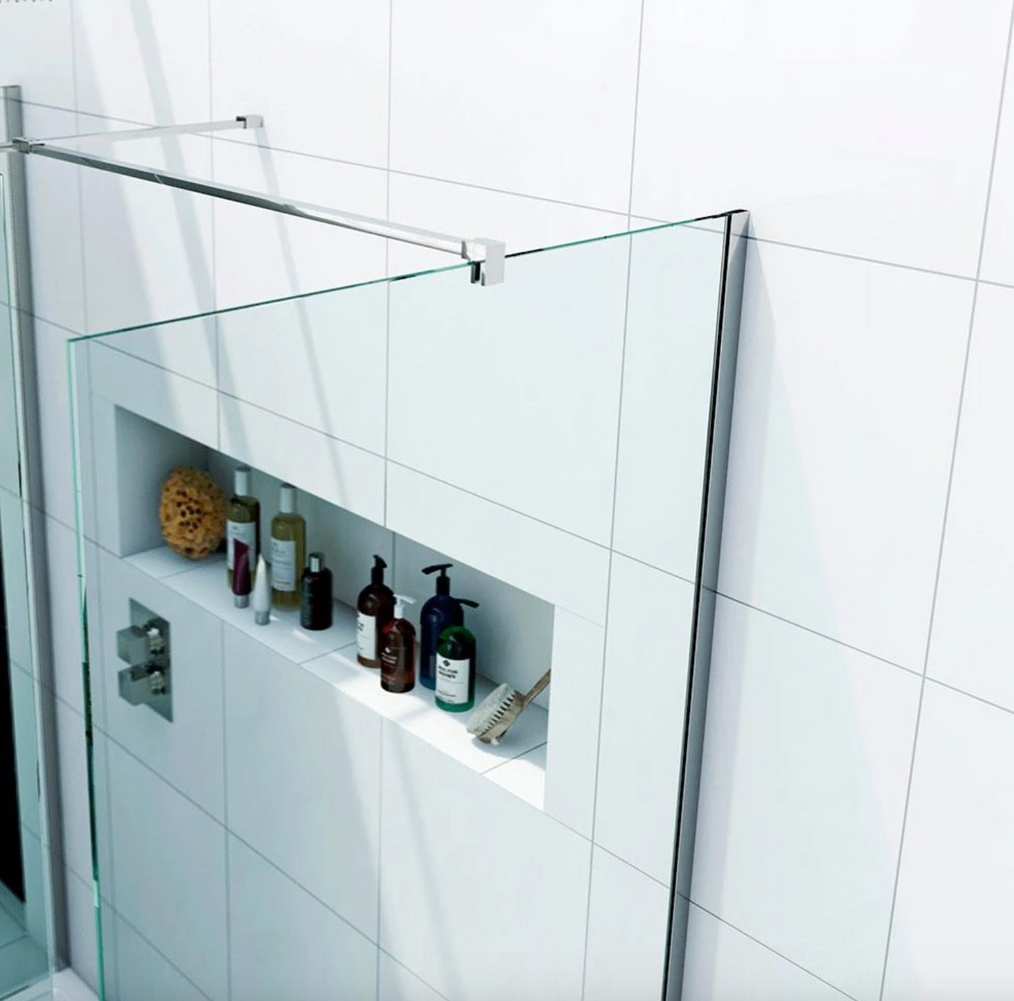 NILE Easy Clean Walk-In Shower Enclosure Inc Shower Panels + Stone Resin Tray + Waste 1200mm x 700mm