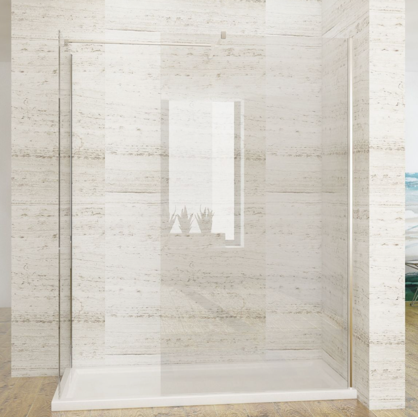 NILE Walk-In Shower Enclosure 8mm Easy Clean Inc. Shower Panels, Stone Resin Tray + Waste 1700mm x 760mm