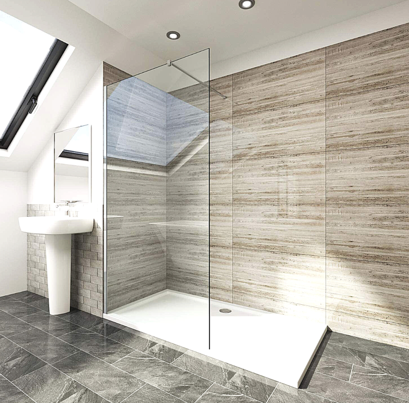 NILE 760mm Walk-In Shower Panel 6mm Tempered Glass Shower Screen