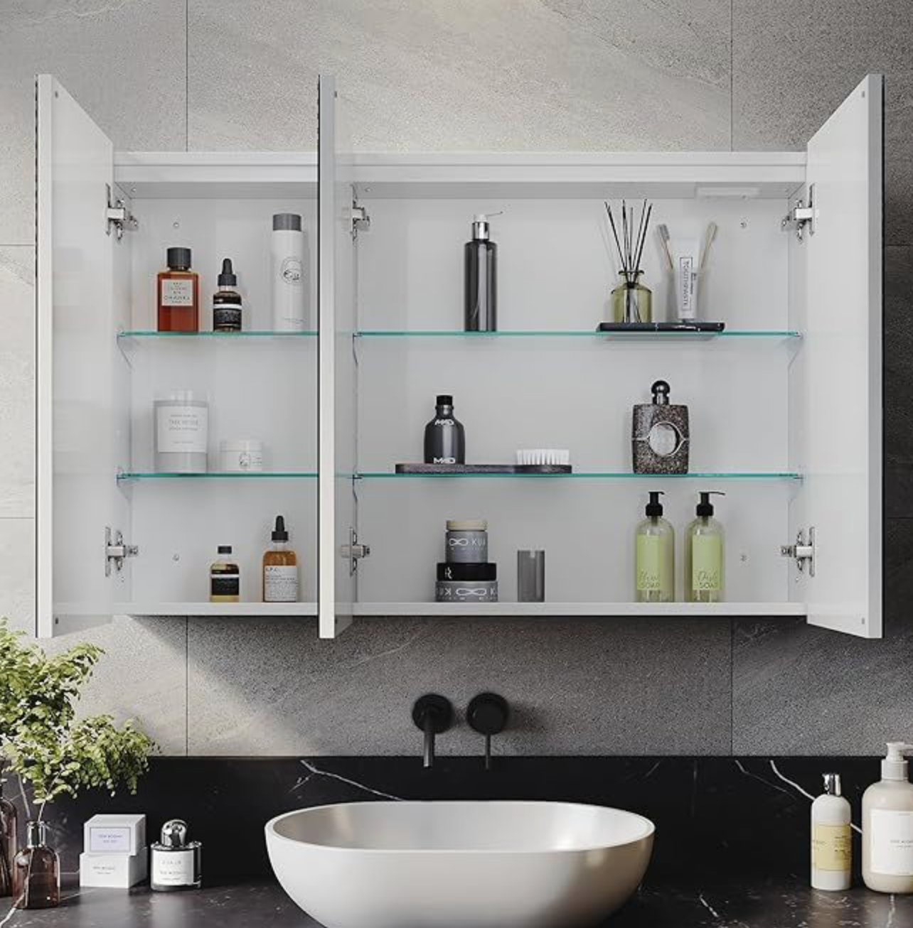 NILE 600mm x 900mm LED Bathroom Mirror Cabinet with Shaver Socket and Demister